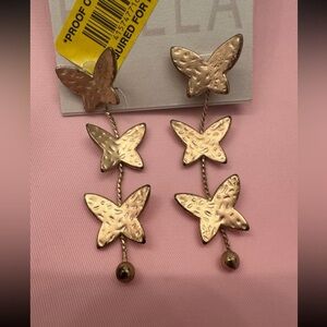 Butterfly Dangle Earrings in Gold